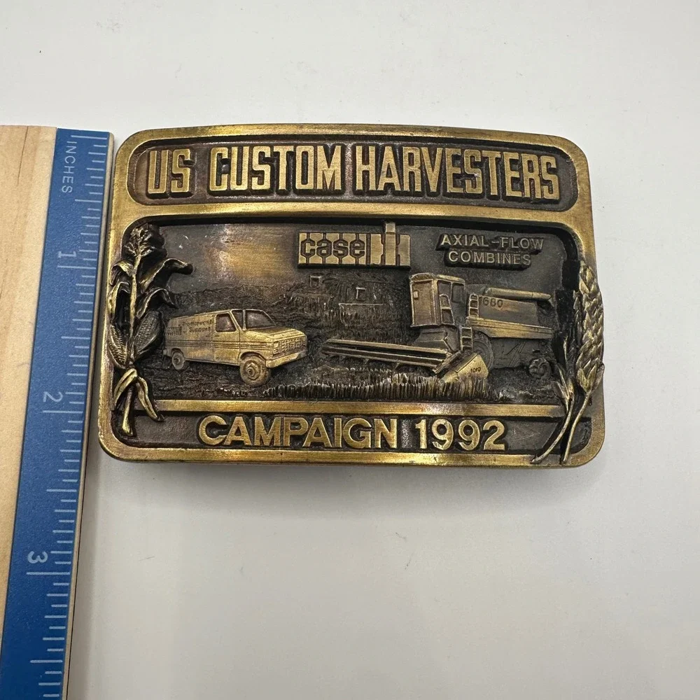 Case IH US Custom Harvesters Campaign 1992 Brass Belt Buckle Cowboy Western Farm